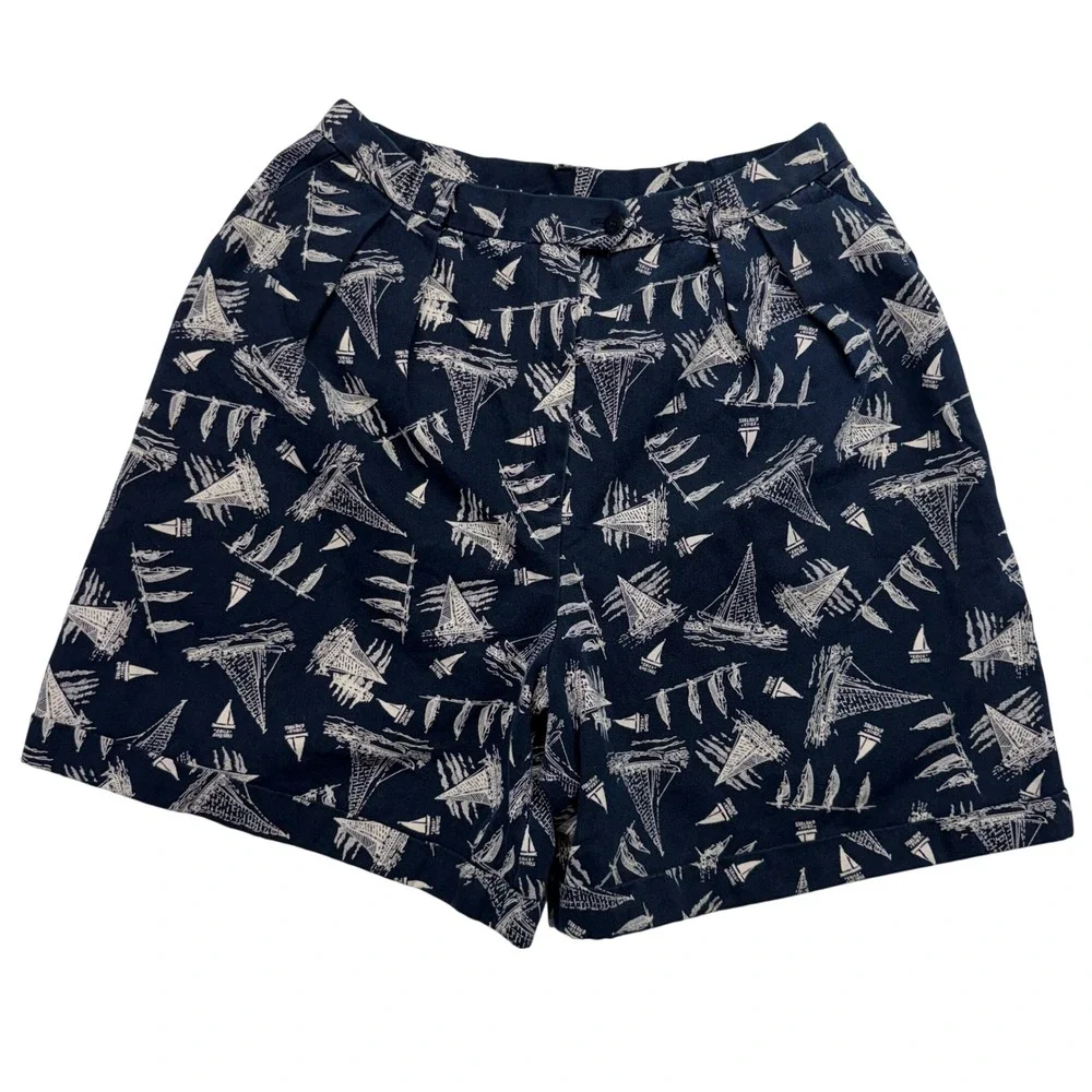 Lauren Ralph Lauren Allover Print Womens Size 12 Shorts Nautical Pleated
